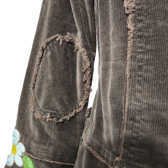 Lady Dutch high society Luxury brown cordoroy embroidered jacket size S - Picture 10 of 10